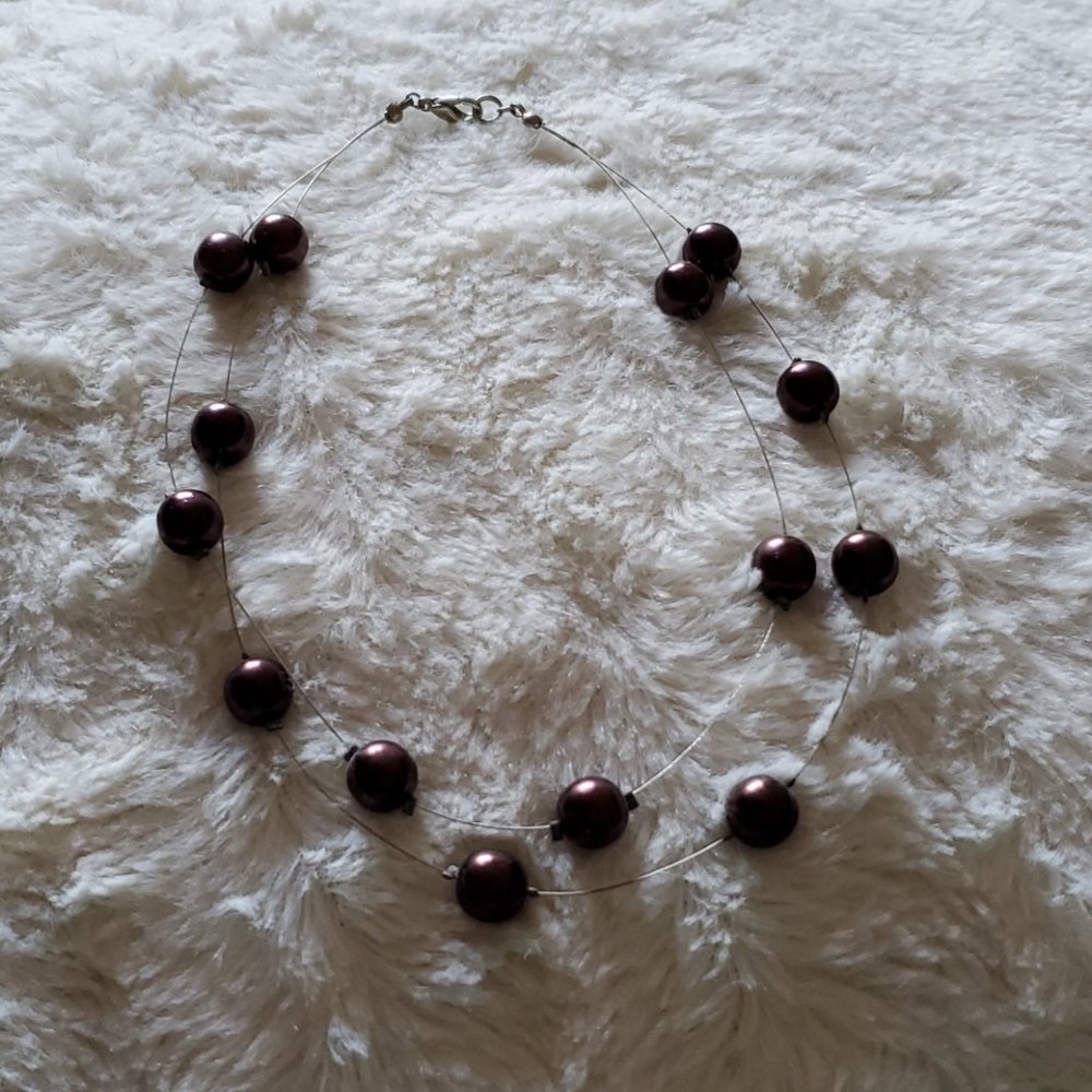 Floating Bronze Pearl Necklace